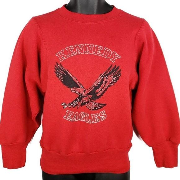 Kennedy Eagles Sweatshirt Vintage 80s Reverse Weave John F Kennedy High School - Picture 1 of 6